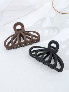 2入組中空孔雀羽毛造型髮爪，黑色及咖啡色