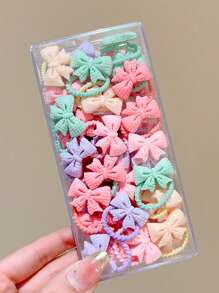 50入組彩色蝴蝶結彈性髮帶 - 彩色 - 查看 1