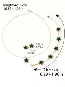 4入組花卉珠寶時尚女士萬用鎖骨鏈耳環手鍊珠寶套裝 - 白色 - 查看 5