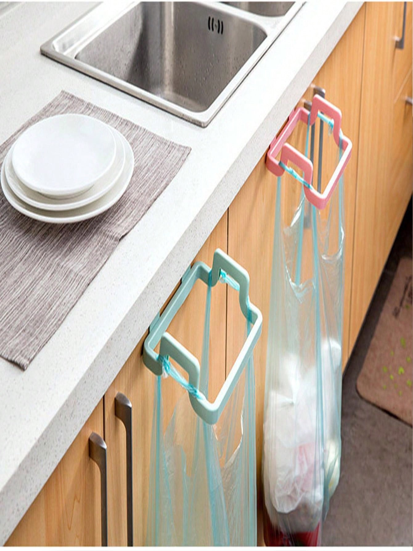 Pink Single Kitchen Hanging Door Trash Rack Back Door Garbage