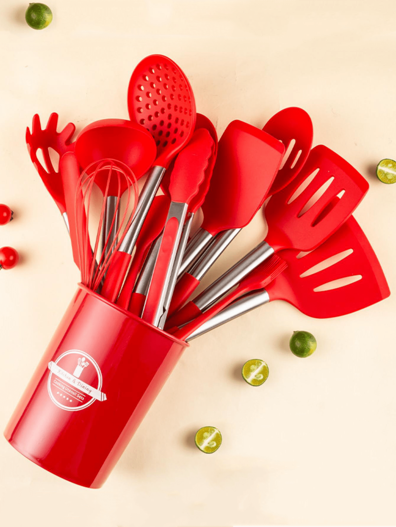 1set of 12piece/ 3pcs/1pcSilicone Cooking Utensil Set,Wood Handle Non