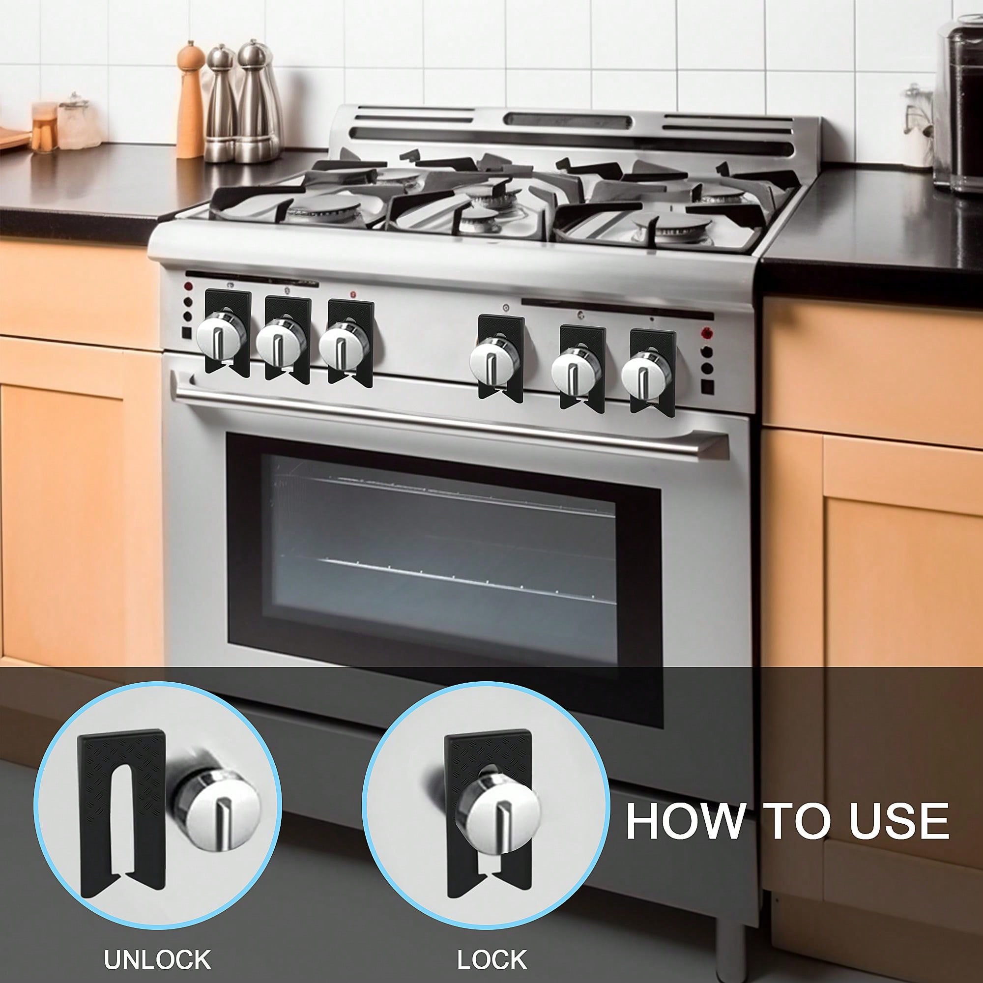 4PCS Stove Knob Locks, Gas Stove Child Safety Knob Locks, Oven Knob