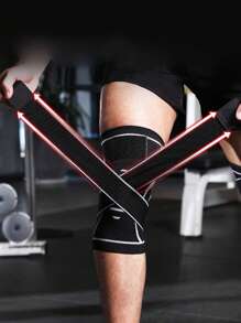 1個黑色與灰色針織護膝,適用於室外活動的男女通用