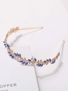 Royal 1件装女士时尚甜美水钻皇冠生日头箍、发箍、发圈、头饰、花环、服装皇冠，适合准新娘、派对、女士发饰、夏季、假日、旅行 - 寶藍色 - 查看 3
