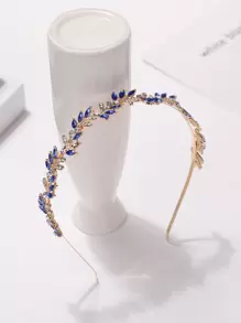 Royal 1件装女士时尚甜美水钻皇冠生日头箍、发箍、发圈、头饰、花环、服装皇冠，适合准新娘、派对、女士发饰、夏季、假日、旅行 - 寶藍色 - 查看 4
