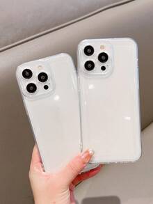 2pcs/set Straight Edge Anti-fall Phone Case Compatible With iPhone - Multicolor - View 1