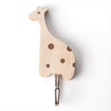 3pcs/set Cartoon Wooden Animal Shaped Wall Hooks - Mocha Brown - View 2