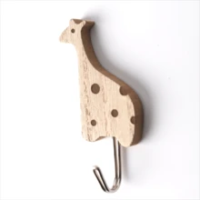 3pcs/set Cartoon Wooden Animal Shaped Wall Hooks - Mocha Brown - View 3