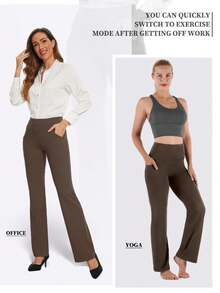Desol Mobile Pocket Detailing Flared Outdoor Pants - Coffee Brown - View 9