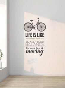 mama look 1款復古腳踏車和激勵人心的名言壁紙貼紙,用於臥室,客廳裝飾,自粘式
