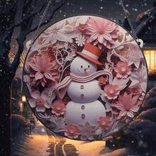 Christmas Snowman Ornament - Pink - View 1