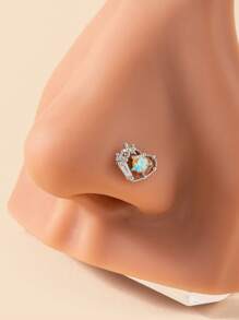 1 件時尚優雅愛情型方晶鋯石不銹鋼鼻環，送給女士節日或生日的完美禮物