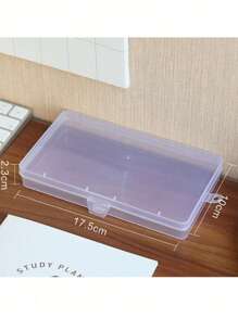 1pc Plastic Transparent Box For Desk Storage Student Stationery Box Large Size Sorted And Organized - Clear - View 1