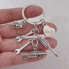 Street Handmade Dad Keychain Father's Day Gifts Car Lover Tools Dad Heart Pendant Mechanic Keychain Jewelry Souvenir Gifts Car Accessories Bag Charm School Cute Goth Y2k