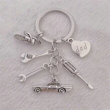 Street Handmade Dad Keychain Father's Day Gifts Car Lover Tools Dad Heart Pendant Mechanic Keychain Jewelry Souvenir Gifts Car Accessories Bag Charm School Cute Goth Y2k