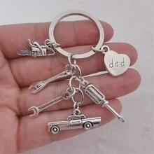 Street Handmade Dad Keychain Father's Day Gifts Car Lover Tools Dad Heart Pendant Mechanic Keychain Jewelry Souvenir Gifts Car Accessories Bag Charm School Cute Goth Y2k