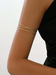 Pulsera abierta minimalista a capas - Dorado - Ver 3