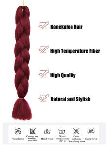 24英寸巨型编织合成假发接发，酒红色巨型编织假发，适合女性DIY编织 - 酒紅色 - 查看 5