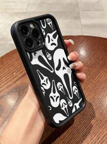 1pc Scary Bamboo Texture Phone Case Compatible With Iphone, Black