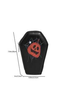 1 Miếng Halloween Quả bí ngô & Sọ In Da giả Chất liệu Túi xach tay Với Dung lượng lớn Và Trơn tru Dây kéo , Thích hợp Đối với , Kỳ nghỉ , Giải trí , Đi ra ngoài , Đi du lịch , Halloween Các bữa tiệc Và Như A Qủa tặng - màu đen - Xem 3