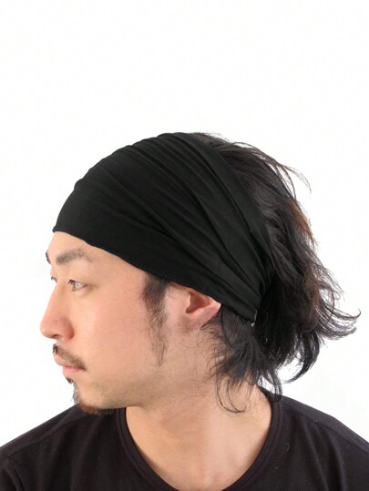 عصابة رأس أسود بطراز ياباني، عصابة شعر مطاطية للركض والرياضة والاستخدام اليومي، إكسسوارات للرجال للعطلات والرياضة وكرة القدم وكرة البيسبول
