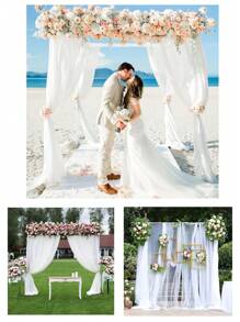 1件150*215厘米白色婚礼拱门帘，雪纺面料，适用于婚礼拱门、婚礼仪式、婚宴装饰，轻盈透气，可用于婚礼装饰、婚礼用品、婚礼回礼、情人节礼物等。 - 白色 - 查看 4