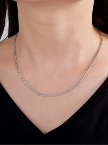 1pc Unisex Stainless Steel Plain Chain, 3mm~10mm Wide, Punk Minimalist Jewelry Accessories - Style a - View 7