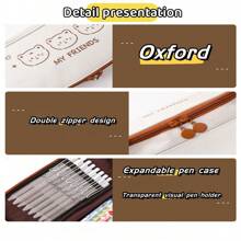 1pc Stationery Storage Bag Pencil Case With Large Capacity For Junior High School Students, Random Pattern Delivery - White - View 3