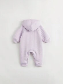 Baby Girls' Fashionable Cute Printed Hooded Jumpsuit For Keeping Warm In Autumn