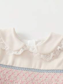 Vestido De Otoño Para Niñas De Bloque De Color En Color Blanco Roto - Albaricoque - Ver 5