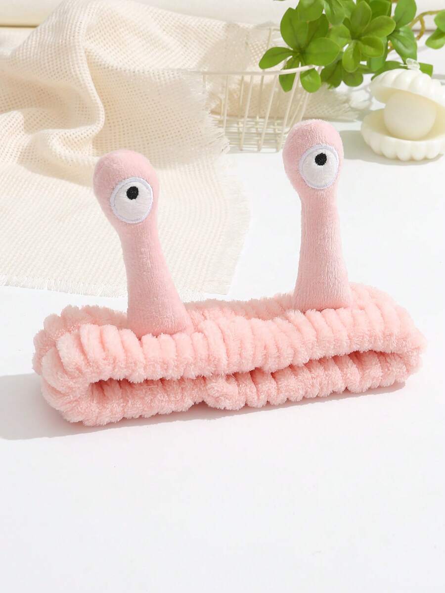 1件粉色女士髮飾,簡潔可愛有趣的大眼睛髮箍,創意蝸牛洗臉頭帶