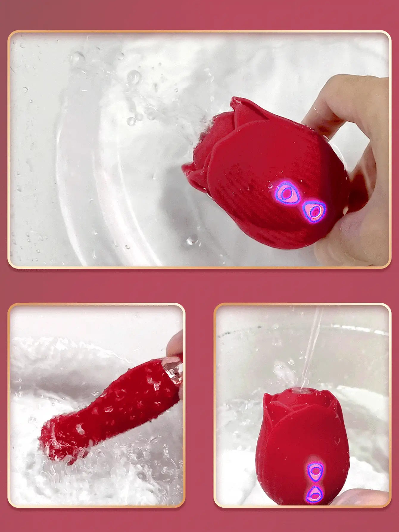Powerful Rose Vibrator Adult Sex Toy, Female Clitoris Nipple Suction Stimulator, Female Finger Movable G-Spot Massager, Valentine's Day Gift - Red - View 9