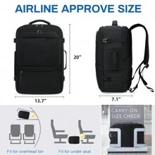 Travel Backpack For Men Women 40L Carry On Backpack Airline Approved 17 Inch Laptop Backpack Waterproof Large Backpack Luggage Daypack Business College Weekender Overnight Backpack - 黑色 - 查看 2
