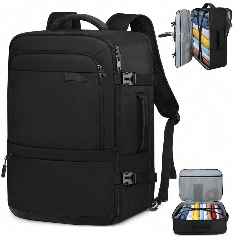 Travel Backpack For Men Women 40L Carry On Backpack Airline Approved 17 Inch Laptop Backpack Waterproof Large Backpack Luggage Daypack Business College Weekender Overnight Backpack - 黑色 - 查看 1