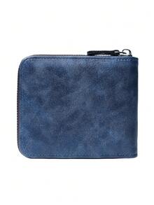 BATSIOE Men's Classic Fashionable Letter Print Zipper Wallet, European And American Business Style, Multiple Card Slots And Coin Pocket - Blue - View 5