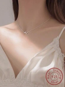FOREVER QUEEN S925純銀心電圖手鍊心電圖項鍊套裝飾品套裝