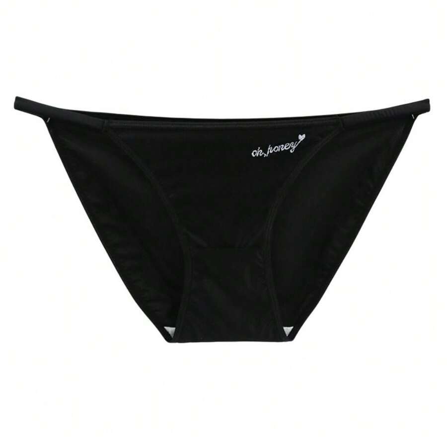 女士緞面三角褲,女士字母印花內褲細肩帶褲,性感內衣透視t字褲女性私密配件