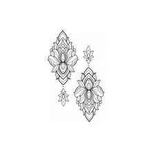 1張腳部花邊刺青貼紙，防水耐用的臨時刺青 - 黑色 - 查看 4