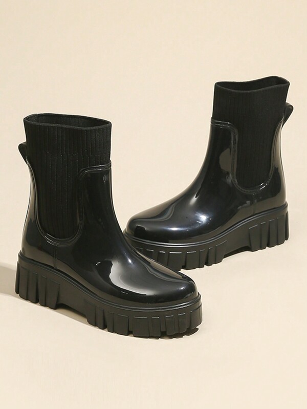 Neue Gummiband-regenstiefel Für Damen In Der Mitte Der Wade, Rutschfest, Verschleißfest, Wasserdicht, Für Den Außenbereich, Höhenvergrößernd