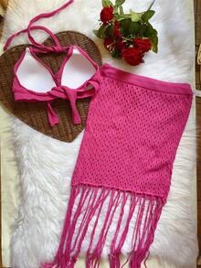 Women Sweater Co-ords - 玫瑰紅 - 查看 2
