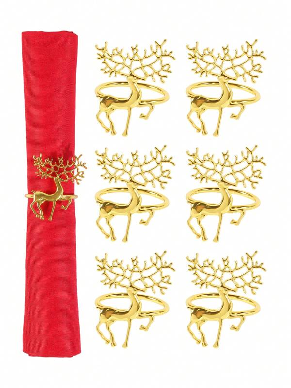 6 Pièces Anneaux De Serviette Forest Deer, Idéaux Pour La Réception De Mariage, Les Porte-serviettes De Renne De Noël, La Dinde De Thanksgiving Et Les Fêtes De Vacances