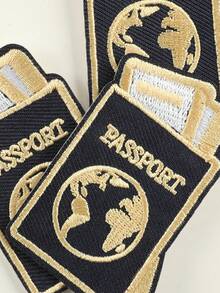 3入組卡通護照刺繡布補丁,用於diy衣服、褲子、帽子、包、鞋子、手機殼等衣飾配件裝飾,可熨式