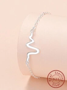 FOREVER QUEEN S925純銀心電圖手鍊心電圖項鍊套裝飾品套裝