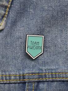 Letter Engraved Brooch - Green - View 1