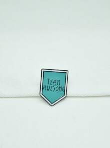 Letter Engraved Brooch - Green - View 3