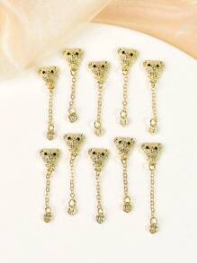 10 件/包金色可爱泰迪熊形状合金美甲装饰 DIY 美甲