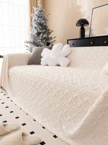 1 Vỏ bọc ghế sofa Jacquard mềm mại màu trơn, ấm cúng & thoải mái, Vỏ bọc ghế sofa chống trượt cho thú cưng có thể giặt bằng máy, Trang trí ngày lễ - Màu be - Xem 4
