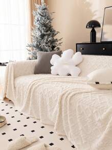 1 Vỏ bọc ghế sofa Jacquard mềm mại màu trơn, ấm cúng & thoải mái, Vỏ bọc ghế sofa chống trượt cho thú cưng có thể giặt bằng máy, Trang trí ngày lễ - Màu be - Xem 3