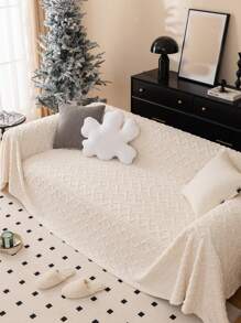 1 Vỏ bọc ghế sofa Jacquard mềm mại màu trơn, ấm cúng & thoải mái, Vỏ bọc ghế sofa chống trượt cho thú cưng có thể giặt bằng máy, Trang trí ngày lễ - Màu be - Xem 5