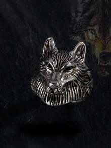 1只復古維京狼頭開口戒指男士專用,適合日常佩戴